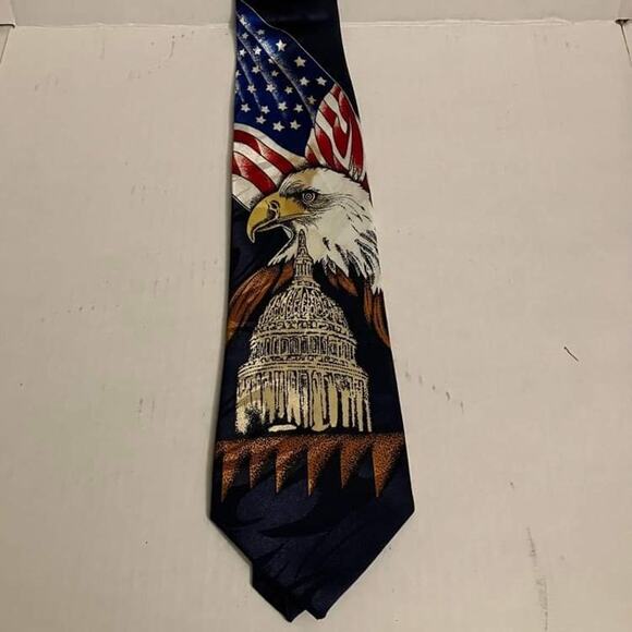 Steven Harris Patriotic American Tie with Eagle, Flag, & Capital Building - Picture 3 of 6